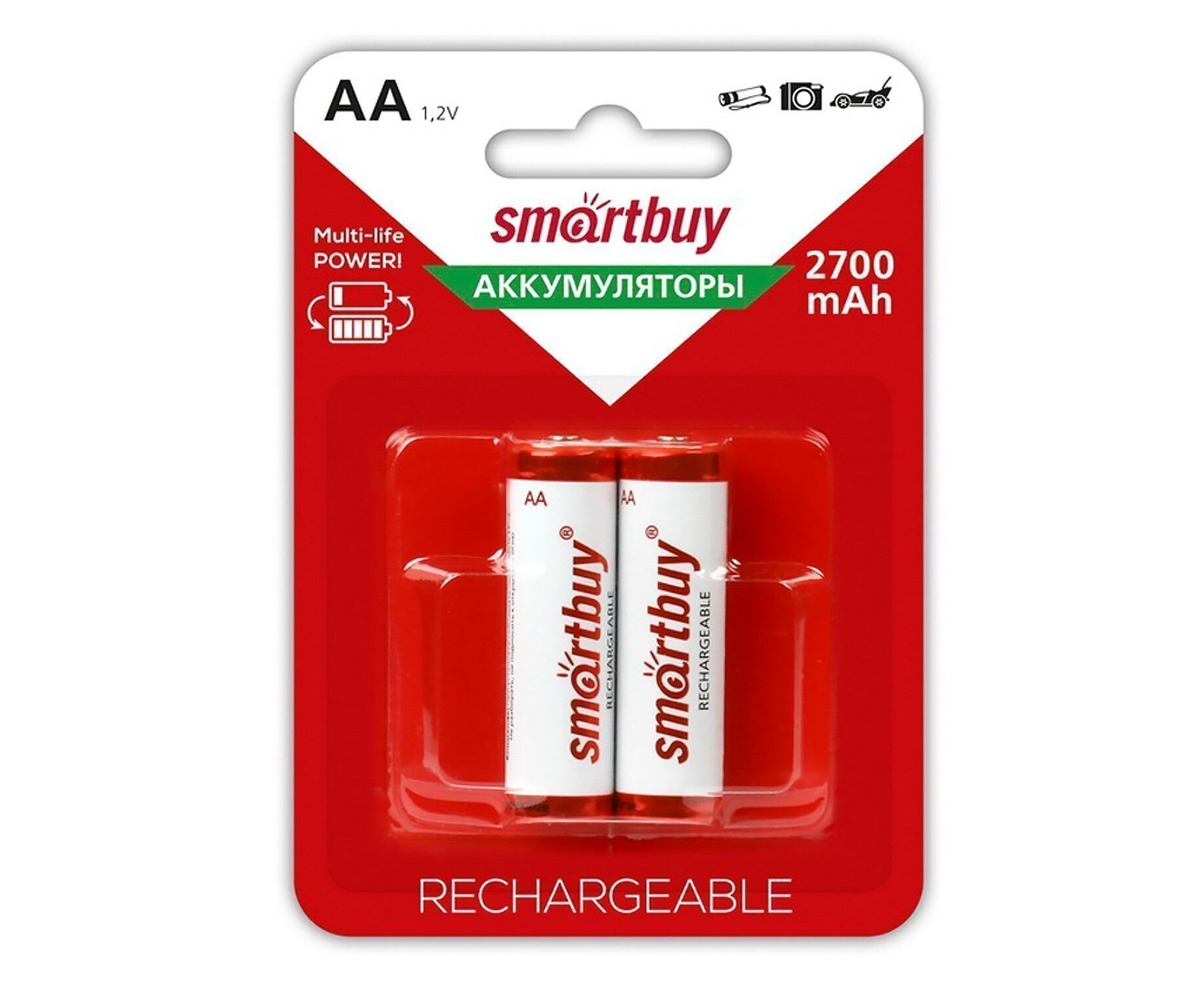 Аккумулятор AA Smart Buy Ni-MH (2700) m Ah (2-BL) (24/240) (115812)