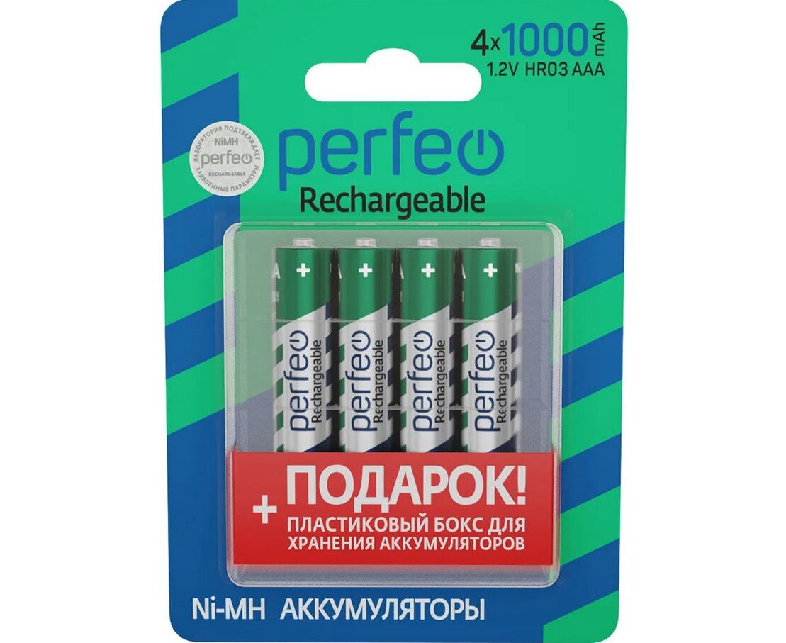 Аккумулятор Perfeo AAA1000m Ah/4 BL+BOX