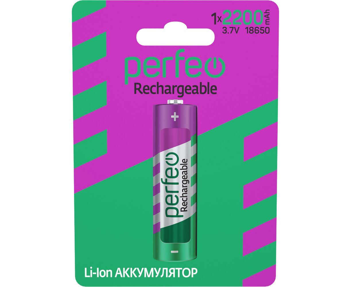 Perfeo аккумулятор Li-Ion 18650 2200m Ah/1 BL 3.7 V