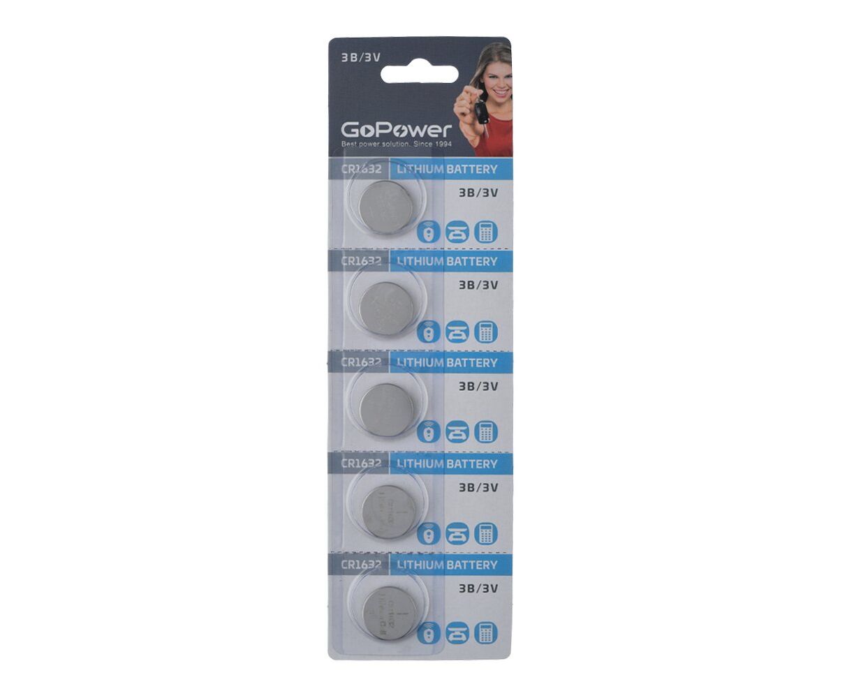 Батарейка Go Power CR1632 BL5 Lithium 3 V (5/100/2000)
