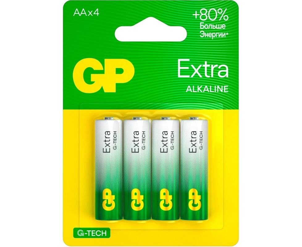 Батарея GP Extra Alkaline 15 AXA21-2 CRSBC4 AA (4шт) блистер
