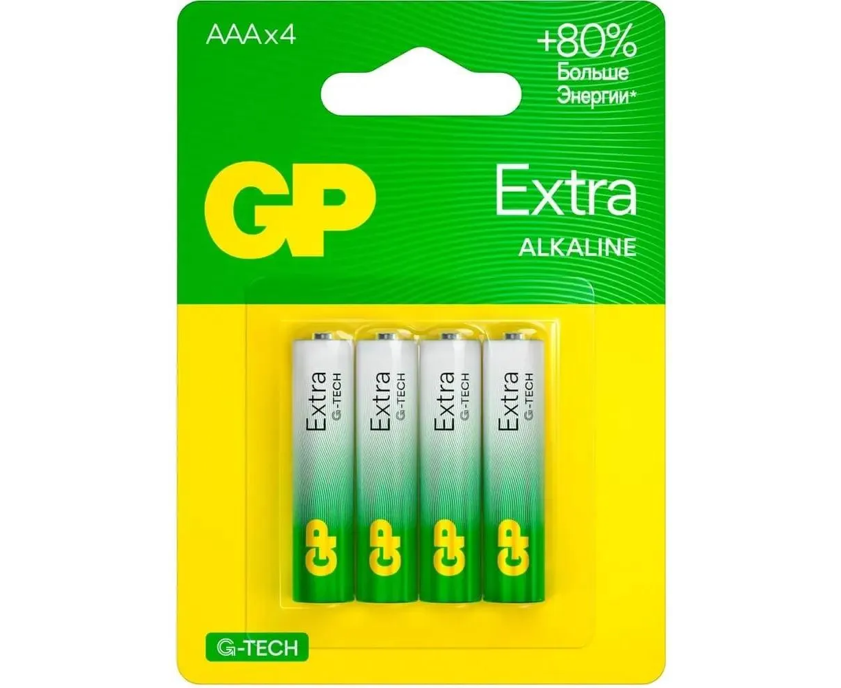 Батарея GP Extra Alkaline 24 AXA21-2 CRSBC4 AAA (4шт) блистер