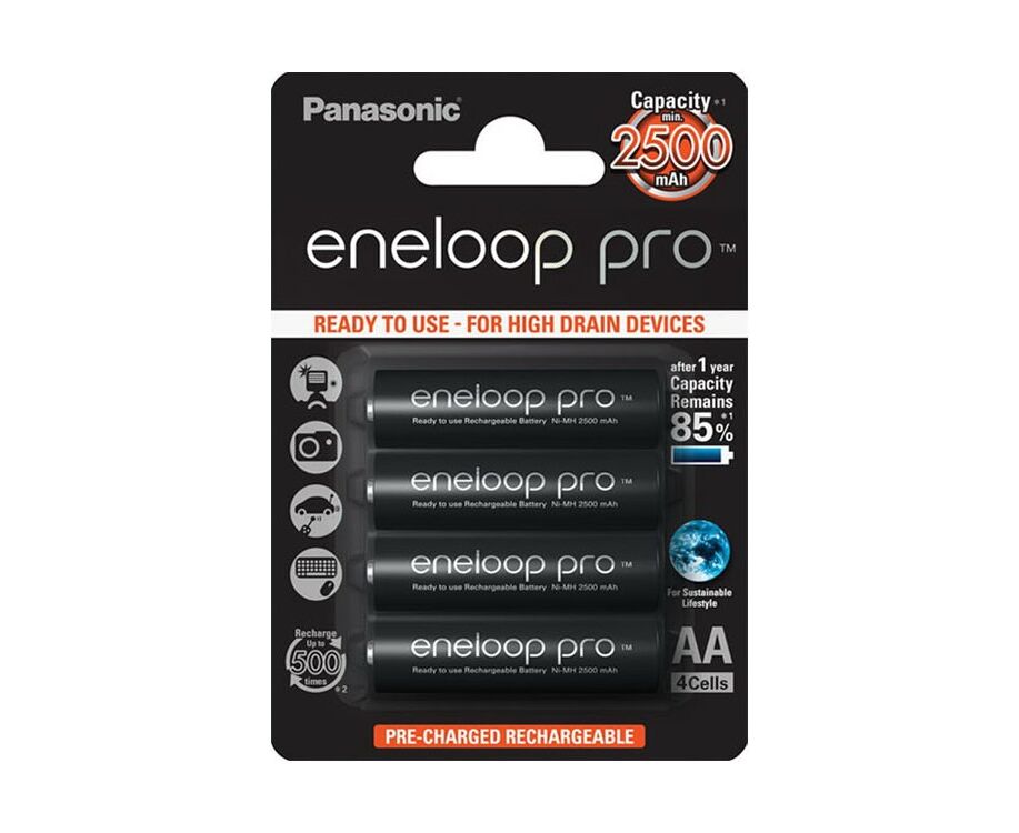 Аккумулятор PANASONIC R6 eneloop pro BK-3 HCDE/4 BE (2500m Ah) (4 бл) (4/80)