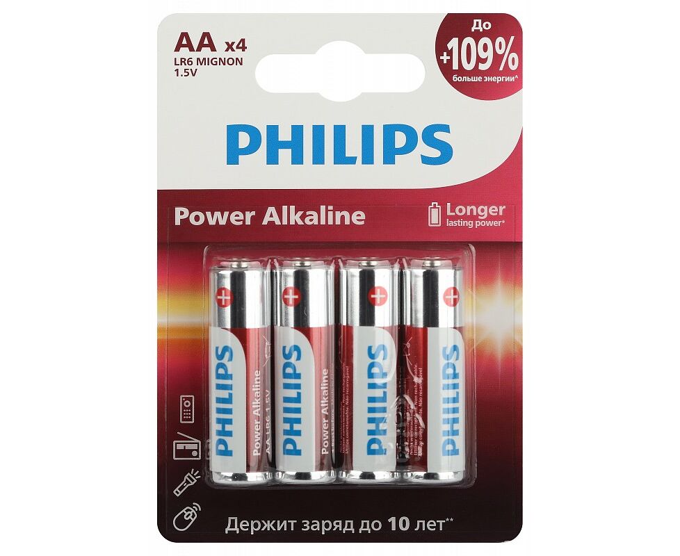 Элемент питания PHILIPS Power LR6 4 BL (4/48/144/18432)
