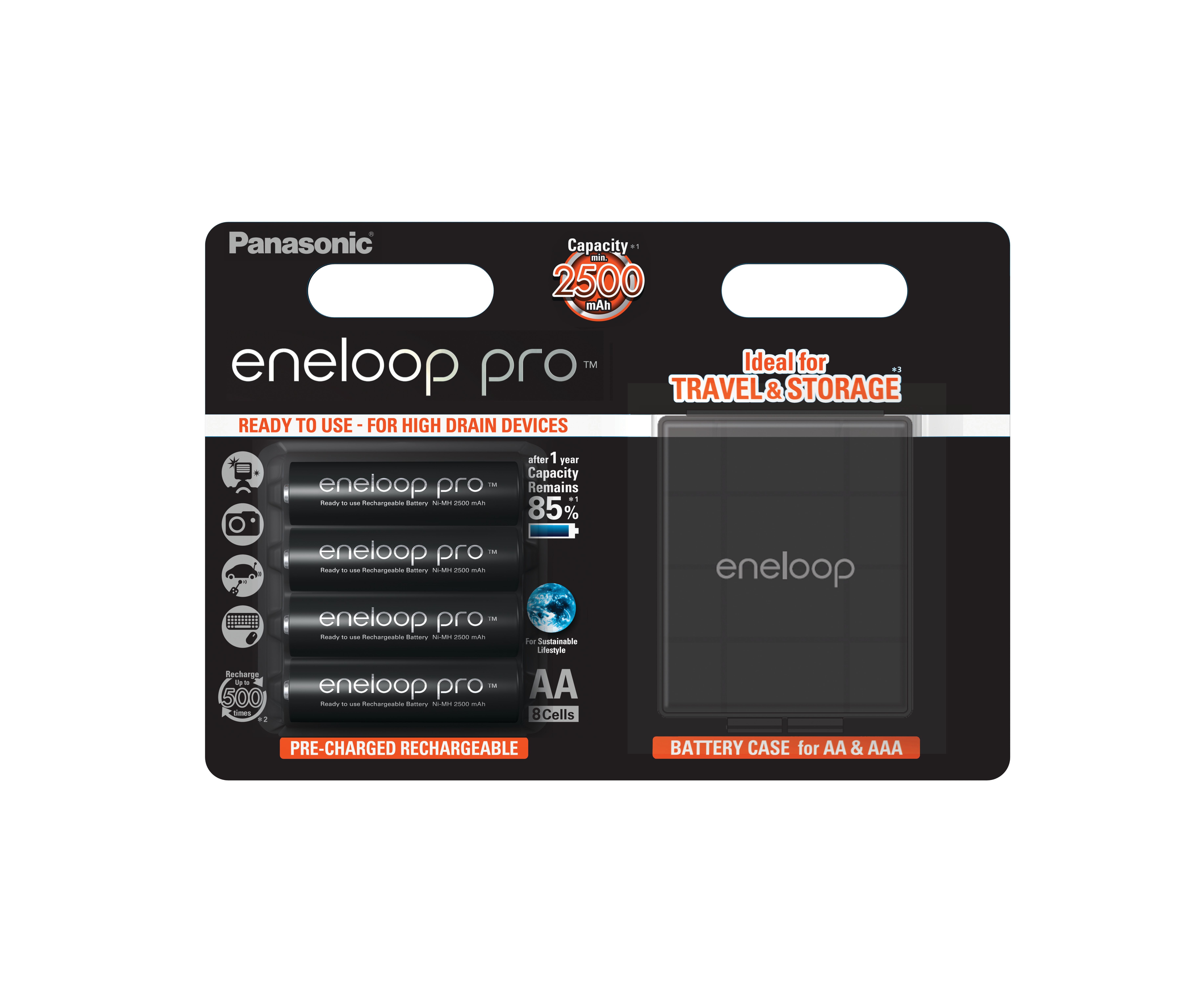Аккумулятор PANASONIC R6 eneloop pro BK-3 HCDEC4 BE (2500m Ah) +футляр (4 бл) (4/40)