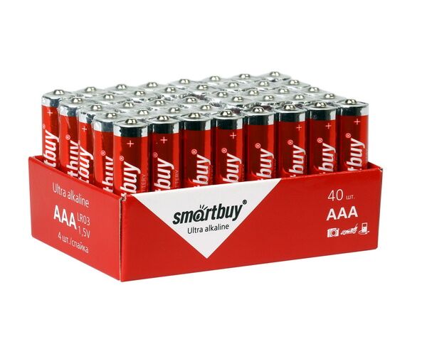 Батарейка Smartbuy LR03, AAA, щелочная (SBBA-3 A40 S) коробка 40 шт