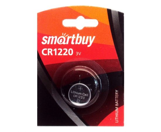 Батарейка Smartbuy CR1220, 1220, SBBL-1220-1 B, литиевая (SBBL-1220-1 B) блистер 1 шт