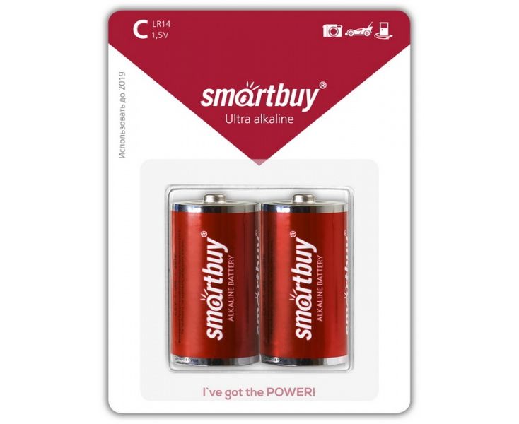 Батарейка Smartbuy LR14, C, щелочная (SBBA-C02 B) блистер 2 шт