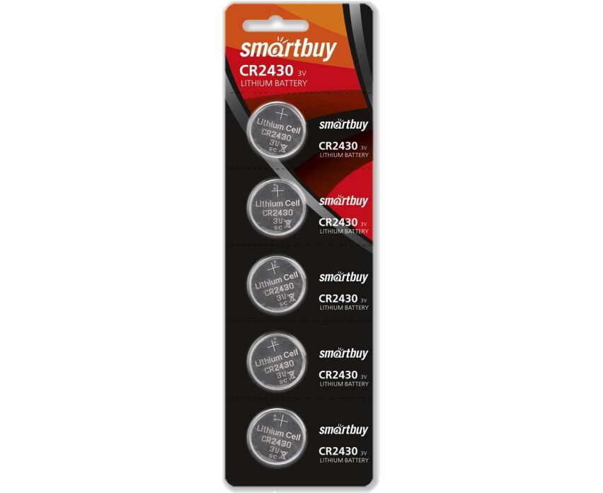 Батарейка Smartbuy CR2430, 2430, SBBL-2430, литиевая (SBBL-2430-5 B) блистер 5 шт