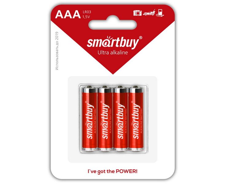 Батарейка Smartbuy LR03, AAA, щелочная (SBBA-3 A04 B) блистер 4 шт