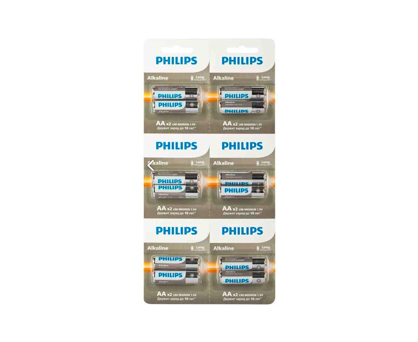 Батарейка AA Philips LR06-2*6 BL (Б0064636)