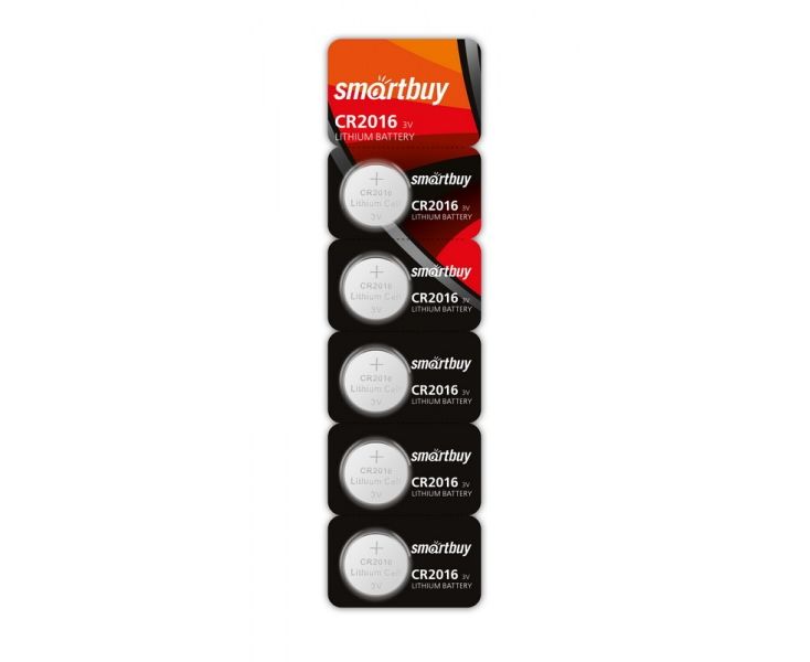 Батарейка Smartbuy CR2016, 2016, SBBL-2016, литиевая (SBBL-2016-5 B) блистер 5 шт