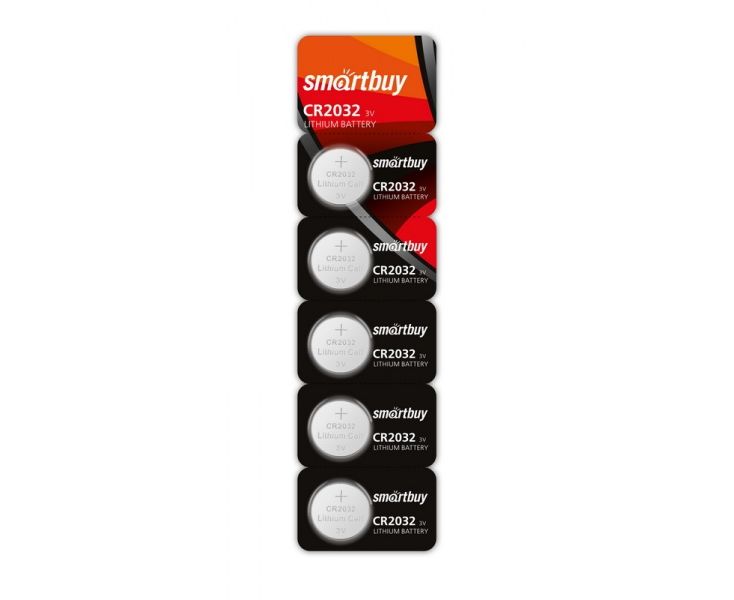 Батарейка Smartbuy CR2032, 2032, литиевая (SBBL-2032-5 B) отрывная лента 5 шт