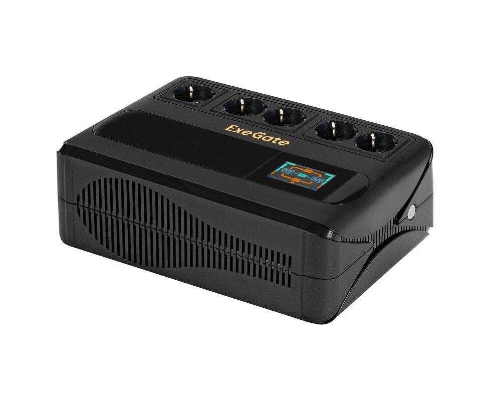 ИБП Exe Gate Neo Smart BU-800.LCD.AVR.5 SH EX295685 RUS 800 VA/480 W, цветной LCD-дисплей, AVR, 5*Schuko, Black