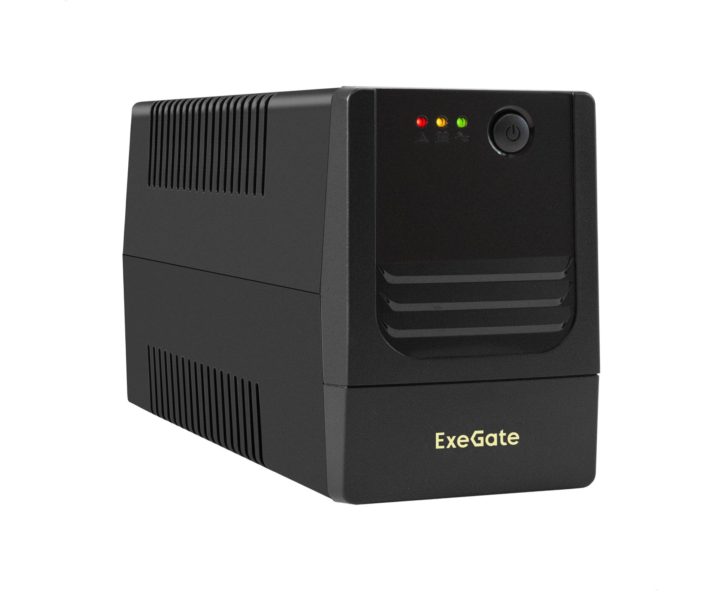 ИБП Exe Gate Power NB-650.LED.AVR.2 SH (EX299484 RUS) 650 VA/390 W, LED, AVR, 2*Schuko, батарея 12 V 7 Ah, Black