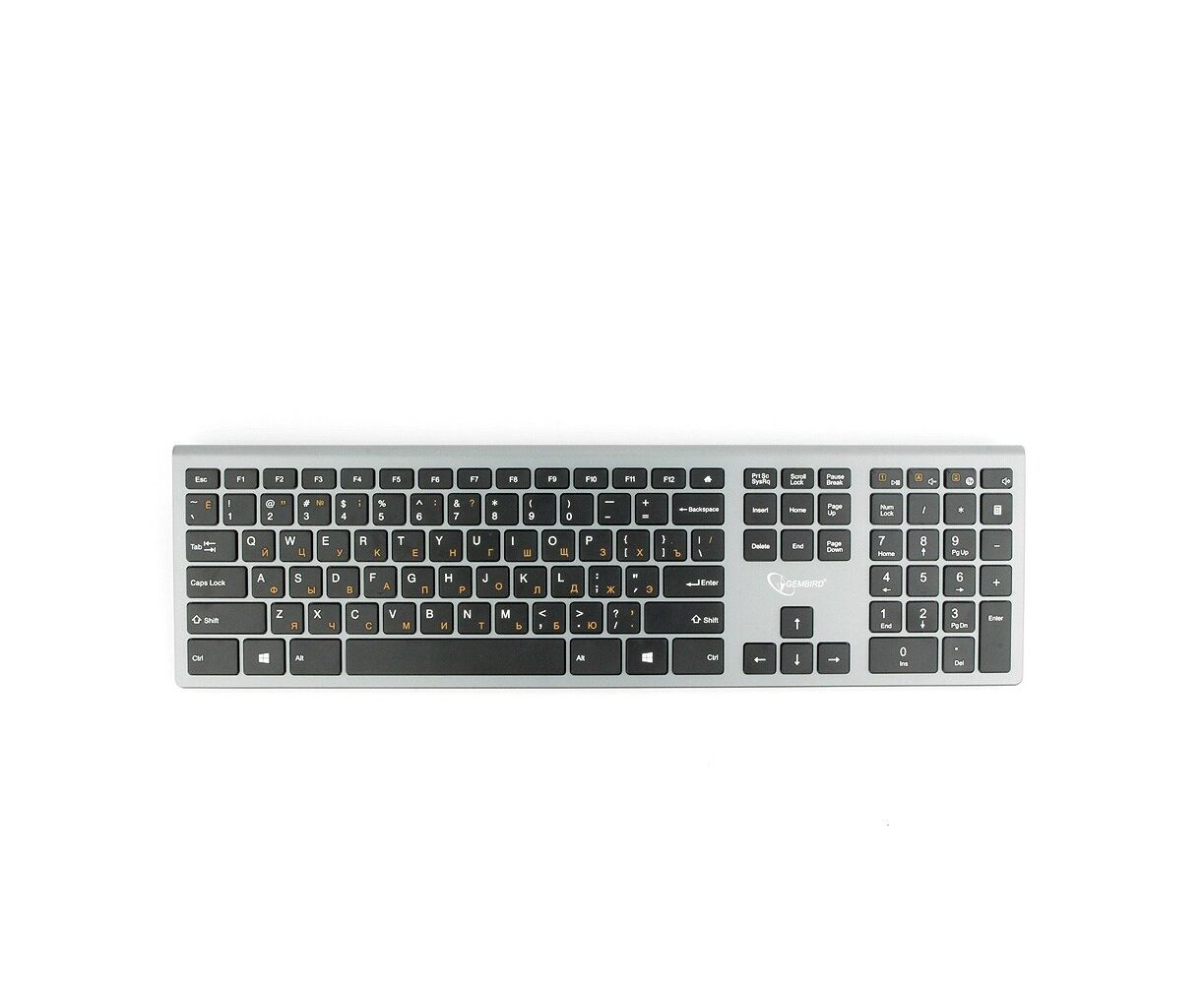 Клавиатура Gembird KBW-1 Wireless Silver,109 клавиш, м/медиа, ножничный механизм, бесшумная