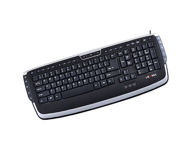 Клавиатура Lexma LK7250 Англ. Раскладка USB + наклейки для клавиатуры Русск. Яз