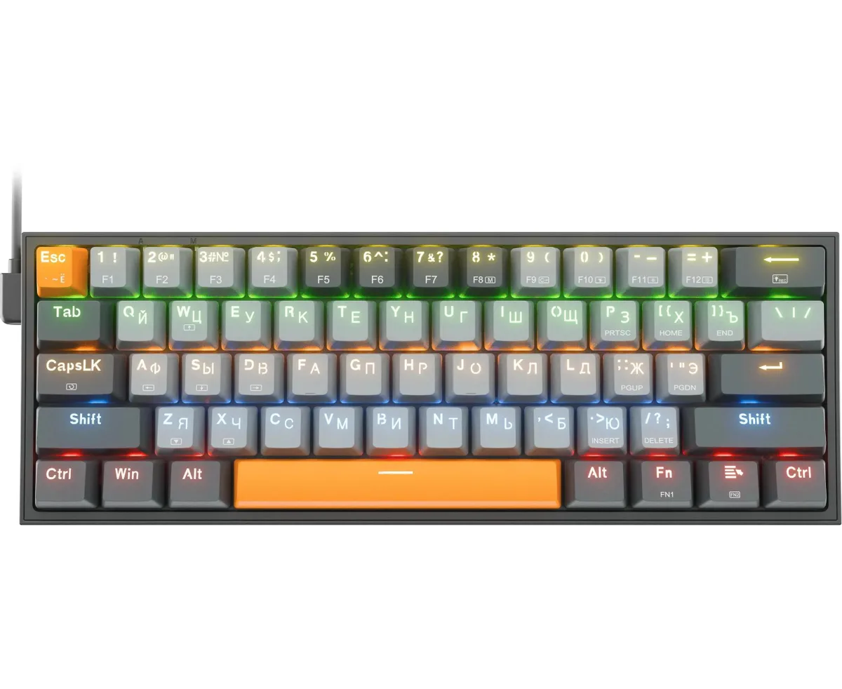 Клавиатура REDRAGON Fizz, Rainbow, сер-оранж (72600)