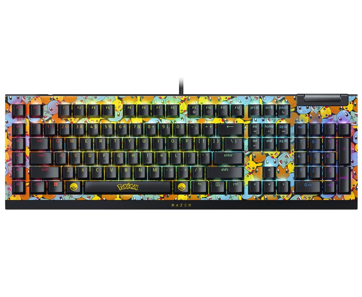 Клавиатура Razer Black Widow V4 X Green Switch Pokemon RZ03-04704200-R3 M1 Kanto Starters Ed. US Layout