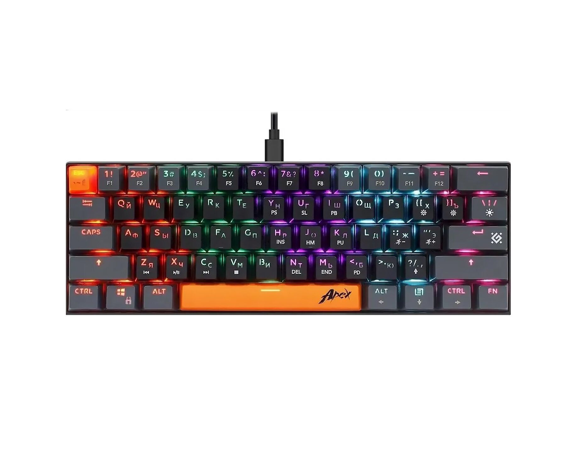 Клавиатура Defender Apex GK-002 игровая механическая (61кн, OUTEMU Red) (gray) (237345)