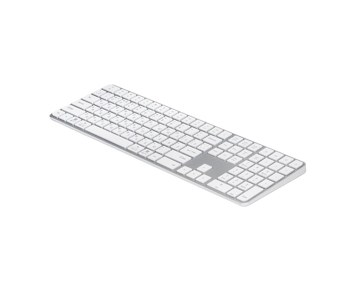 Беспроводная клавиатура c цифровым блоком Max Keyboard для MAC, Windows, алюминий, белый, Deppa