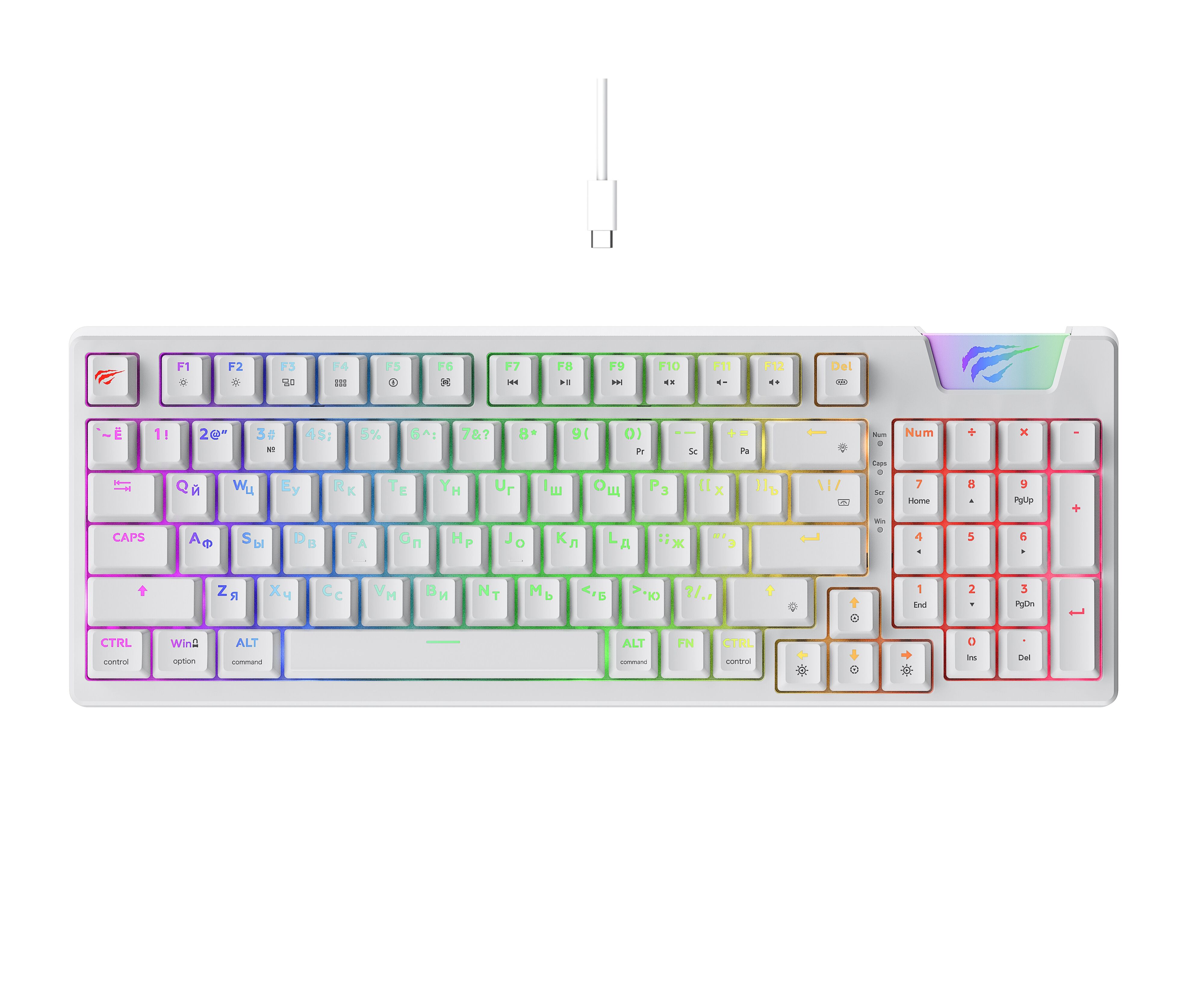 Клавиатура механическая игровая Havit с RGB подсветкой KB885 L-RU белый