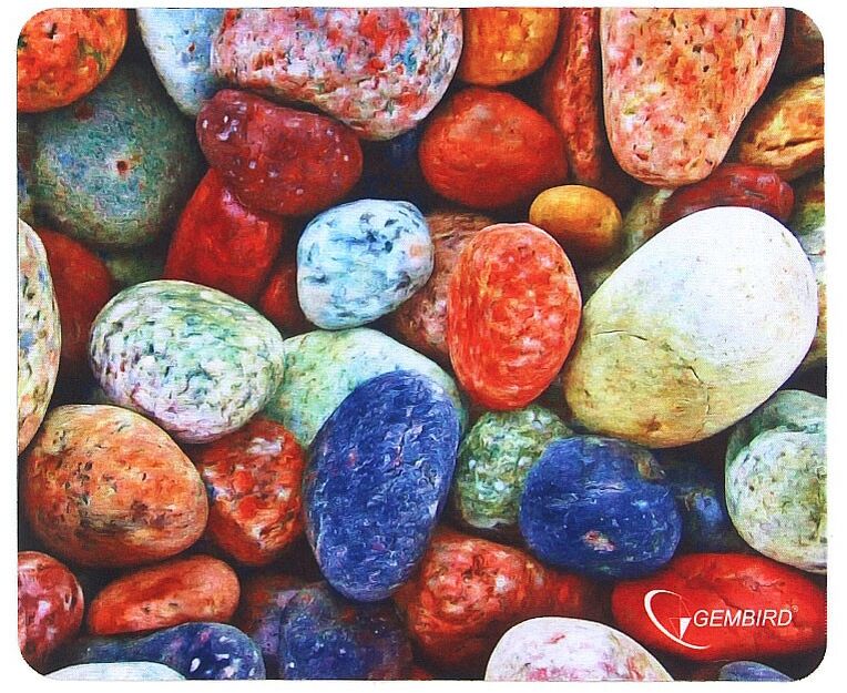 Коврик Gembird MP-Stones, рисунок "камни", размеры 220*180*1мм, полиэстер+резина