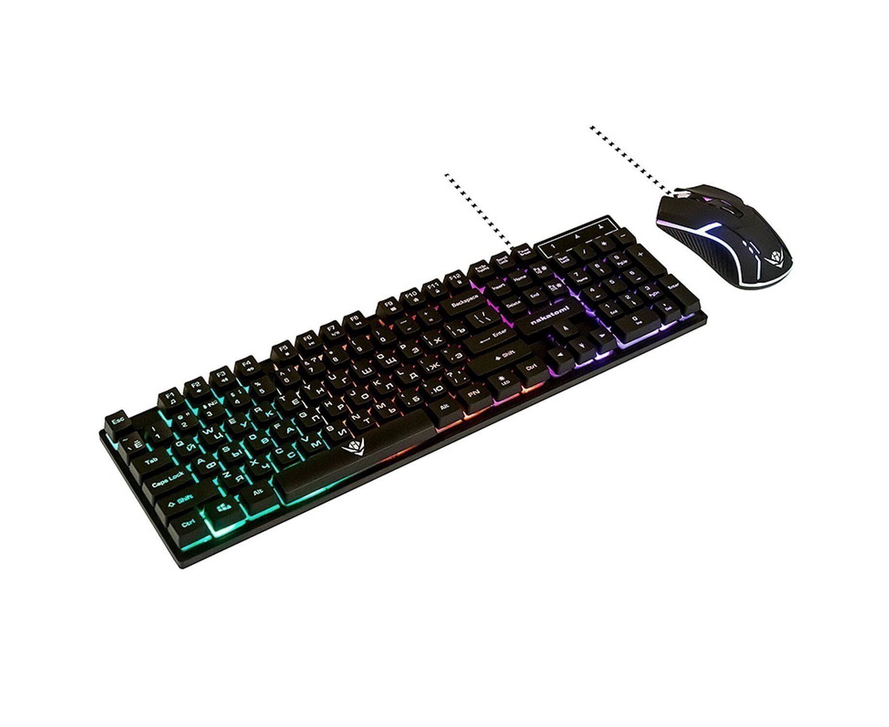 Проводной набор Nakatomi KMG-2305 U Gaming мембранная, игровой клавиатура с подсветкой+мышь ((133009)
