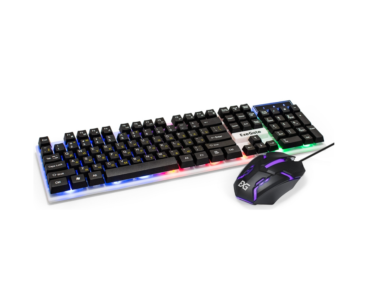 Комплект Exe Gate Professional Standard Combo MK140 EX295301 RUS с подсветкой клавиатура влаго-ная+мышь оптическая