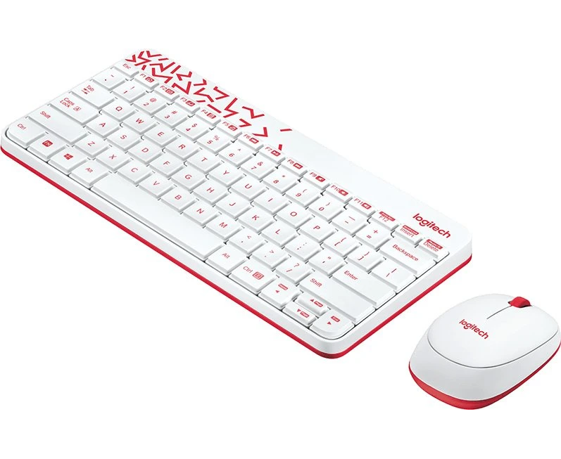 Клавиатура + мышь Logitech MK240 клав белый/красный мышь белый/красный USB беспроводная slim Multimedia (920-008160)