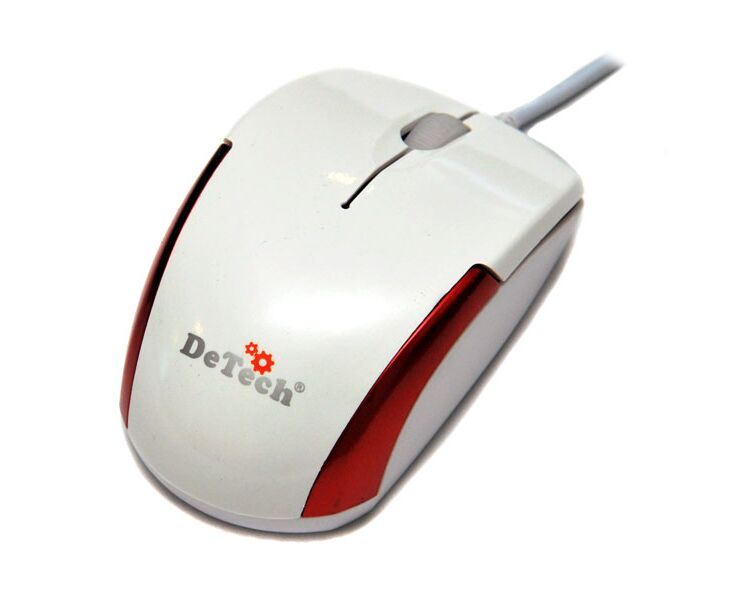 Проводная оптическая Mini Мышь:De Tech DE-2061 Shiny White/Red