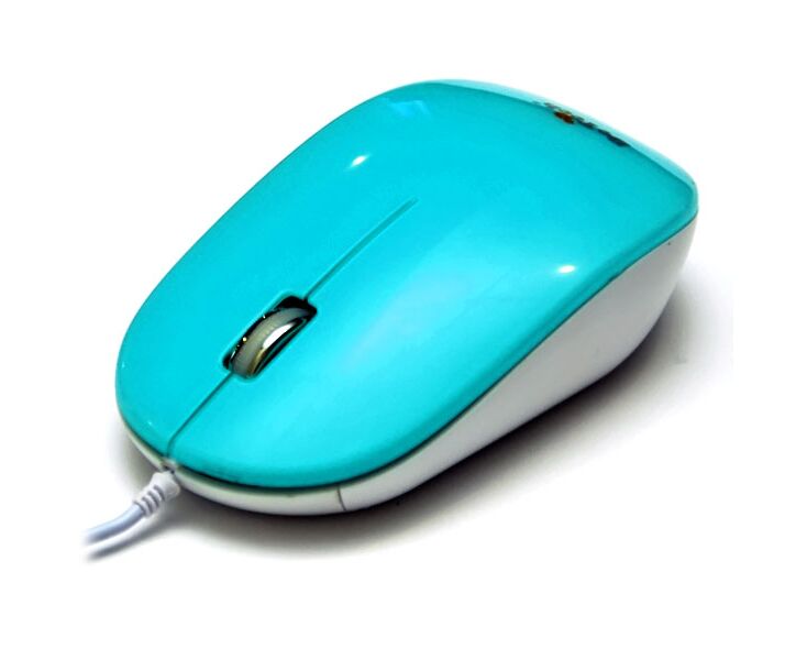 Проводная оптическая Мышь:De Tech DE-5077 G Shiny Blue-2