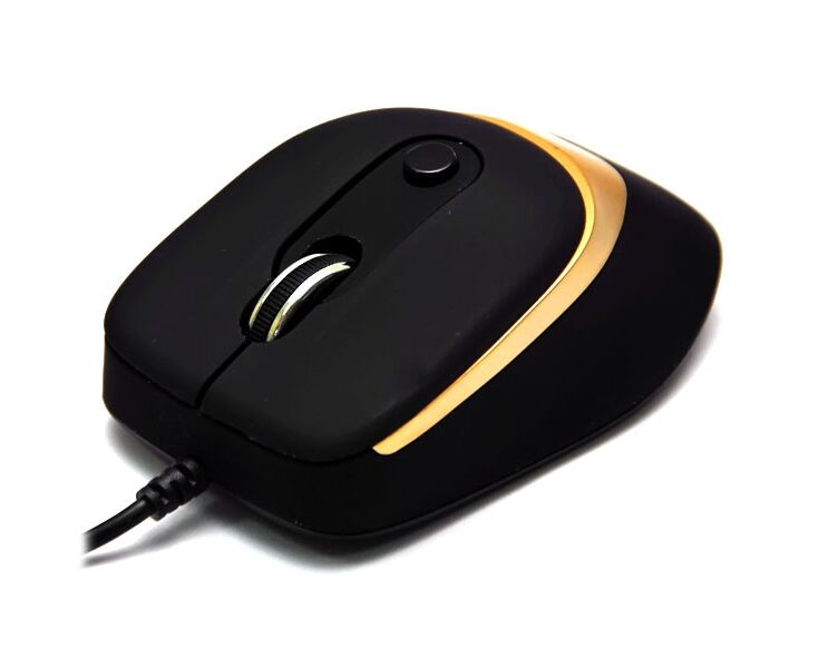 Проводная оптическая Мышь:De Tech DE-5011 G Shiny&Rubber Black/Gold
