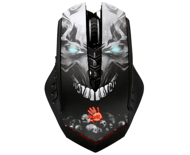 Мышь A4 Tech Bloody R80 Plus Skull черный/рисунок оптическая (5000dpi) беспроводная USB (7but)