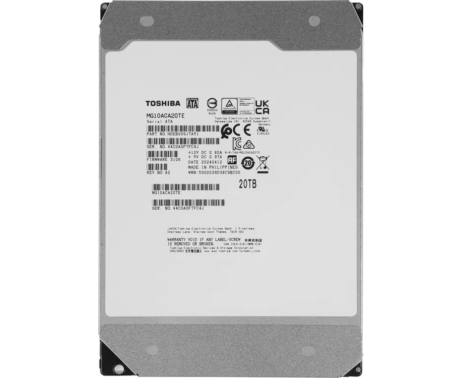 HDD Toshiba MG10 MD10 ACA20 TC 3.5" 20 TB Series SATA 6 Gb/s, 7200rpm, 512 MB, CMR, Helium, Bulk