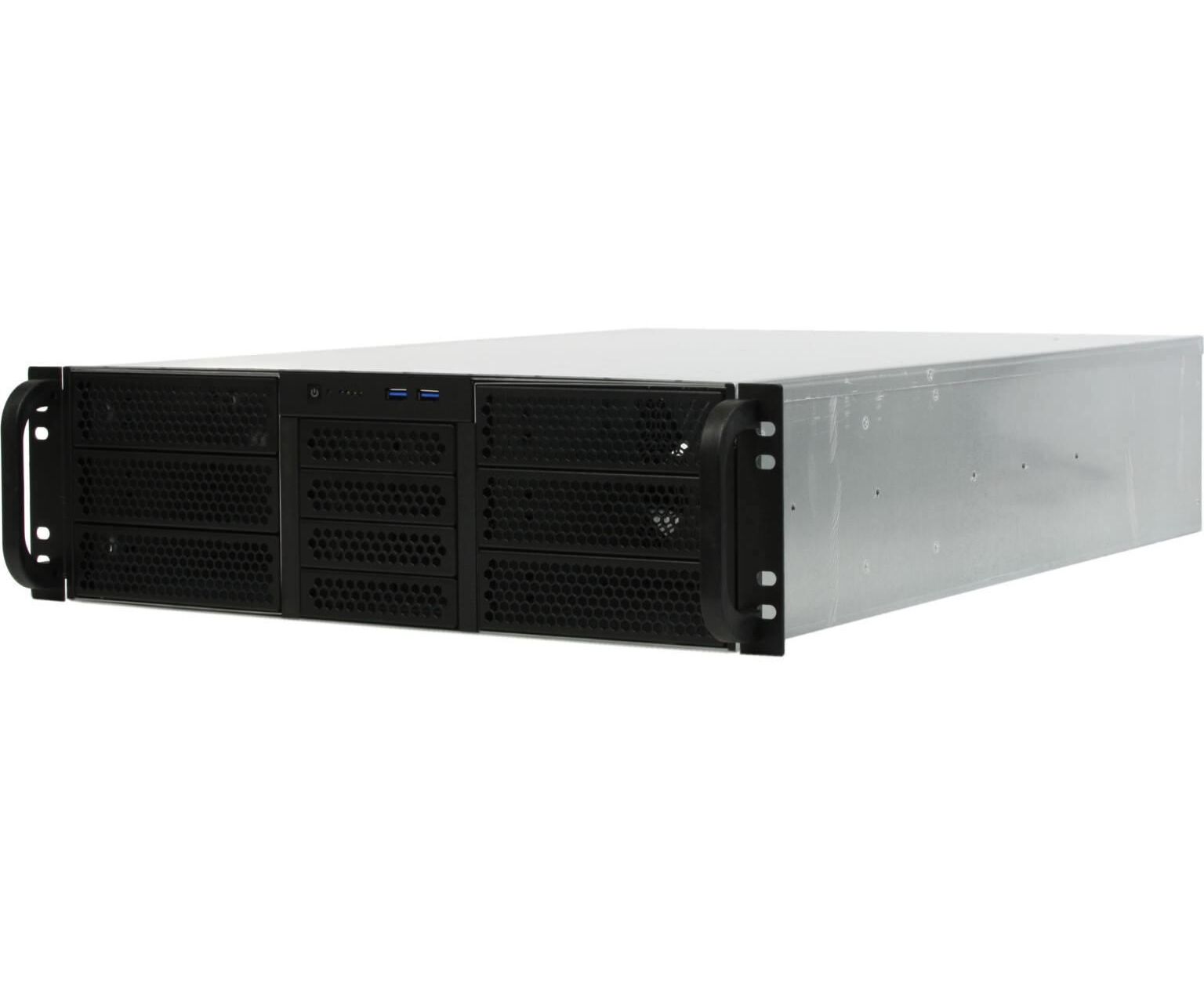 Корпус Procase RE306-D6 H4-FE8-65 3 U, 6x5.25+4 HDD, черный, без БП (2 U,2 U-redundant), глубина 650мм, MB EATX 12"x13", 8slot