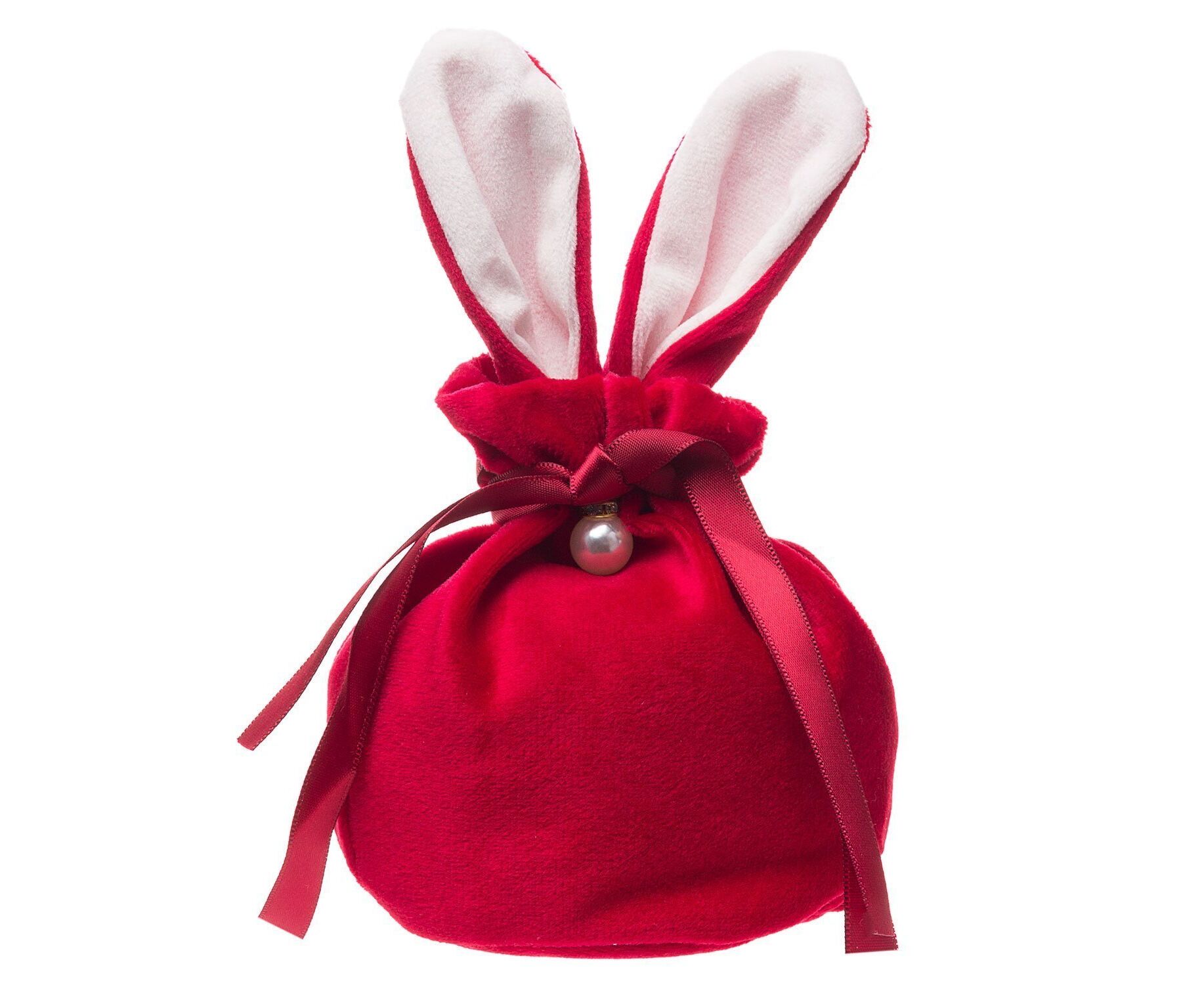 Подарочная упаковка - новогодний мешок с ушами Зайка New Year (10x13cm) (red) (211716)