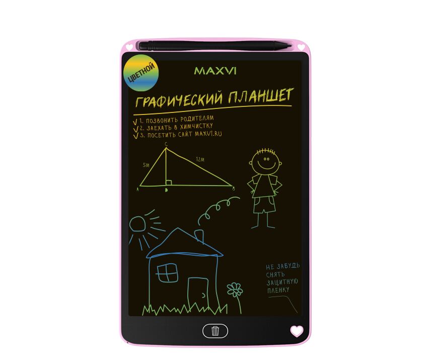 LCD планшет для заметок и рисования Maxvi MGT-02 С pink