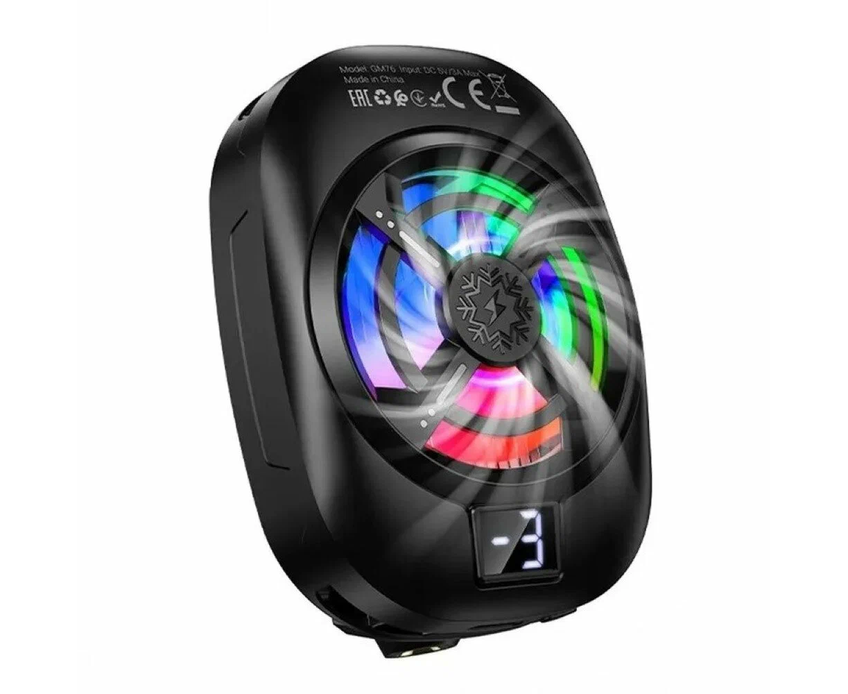 Кулер для телефона HOCO GM76 Blue diamond mobile phone cooler Black
