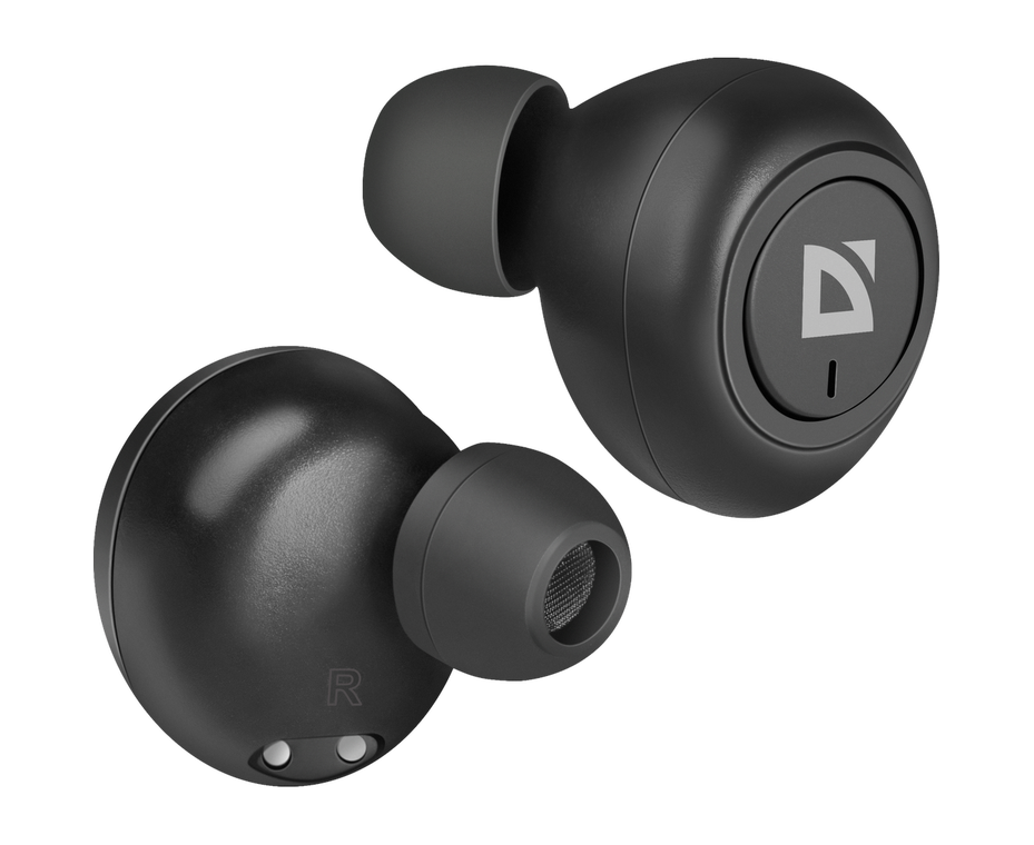 Беспроводная гарнитура DEFENDER Twins 638 черный,TWS, Bluetooth 63638