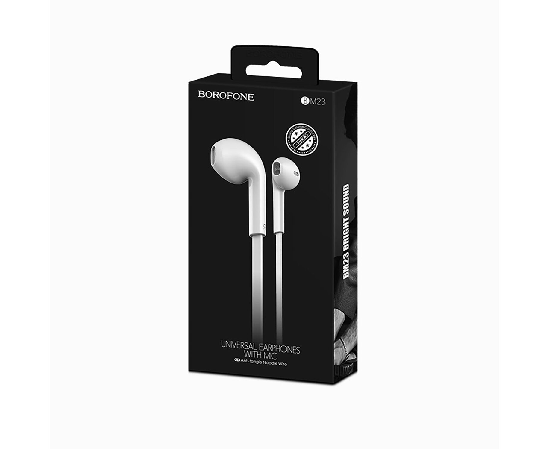 Проводные наушники с микрофоном вкладыши Borofone BM23 Bright sound, 3.5 Jack (white)