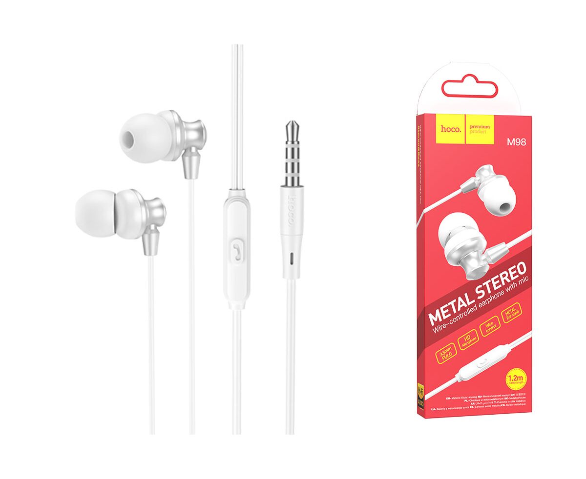 Наушники HOCO M98 Delighted metal universal with microphone (серебристый)