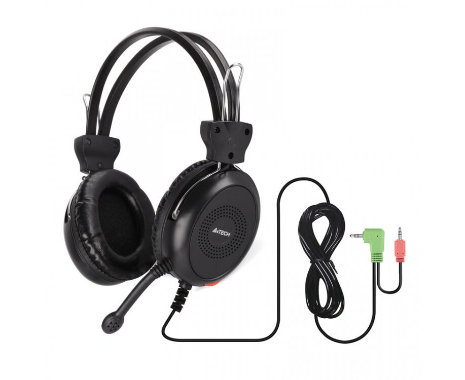 Наушники игровые с микрофоном A4 TECH HS-30, регулятор громкости, гибкое изголовье, 2х 3,5 mini jack, кабель: 2 м (черные)