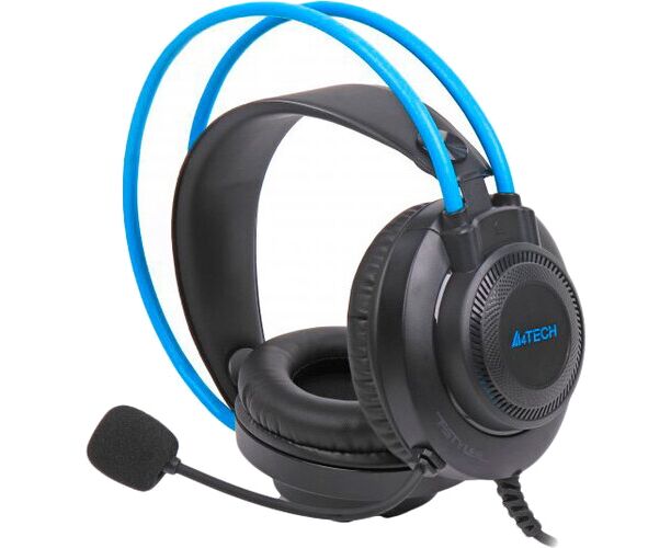 Наушники полноразмерные проводные, с микрофоном A4 TECH Fstyler FH200 U (серый/синий)