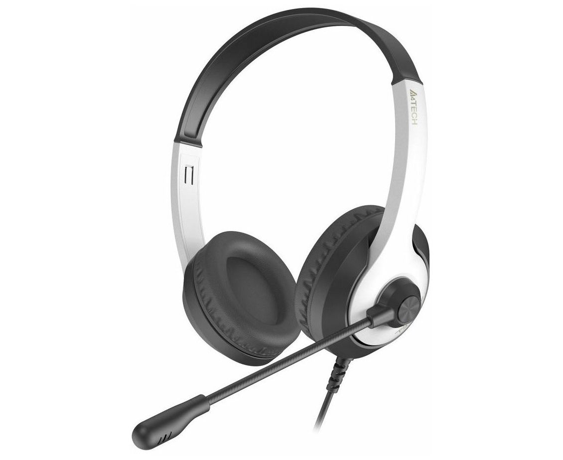 Наушники полноразмерные проводные, с микрофоном A4 TECH Fstyler FH100 U 2м накладные USB оголовье (белый/черный)