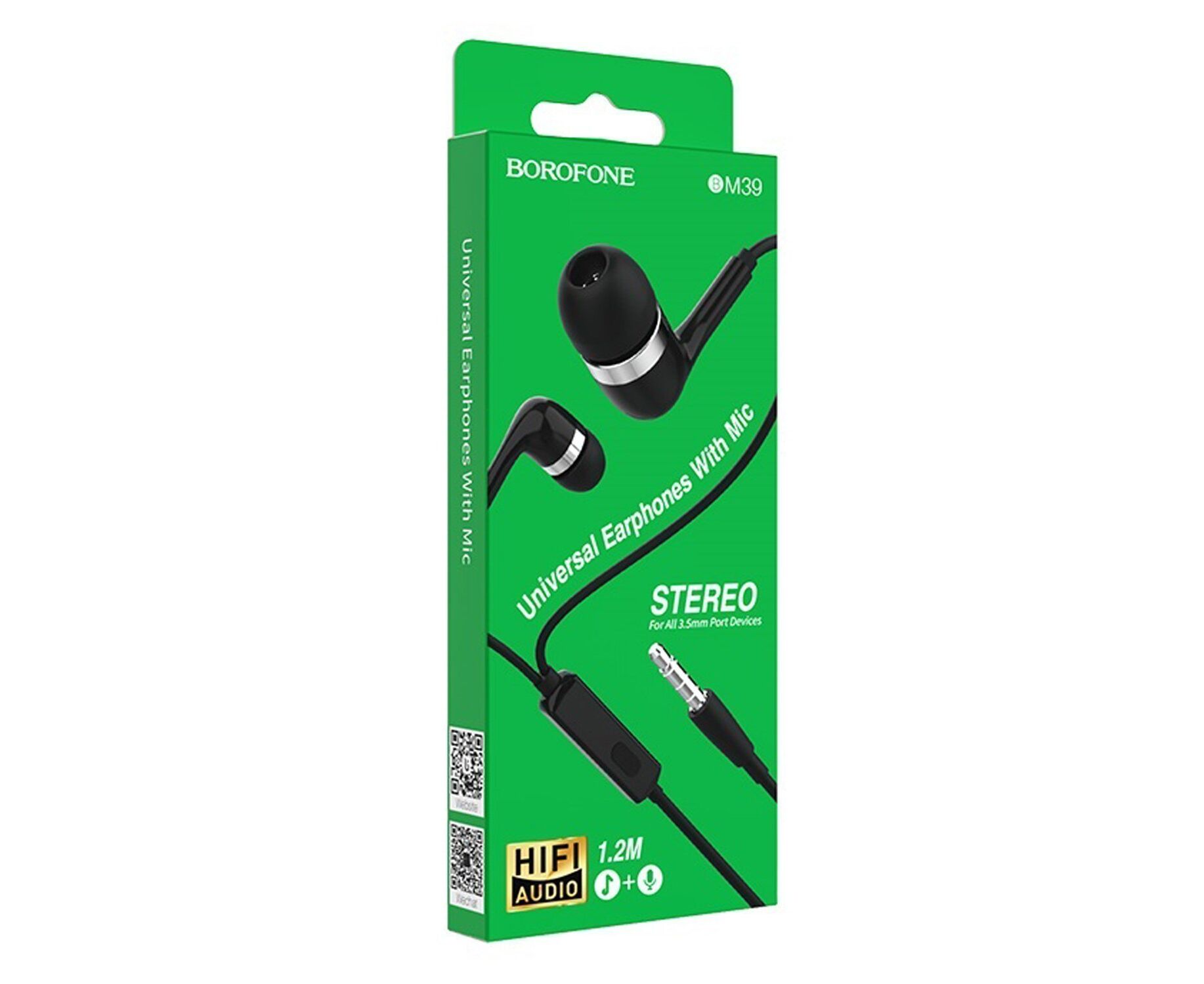 Проводные наушники с микрофоном внутриканальные Borofone BM39 Refined chant, 3.5 Jack (black)