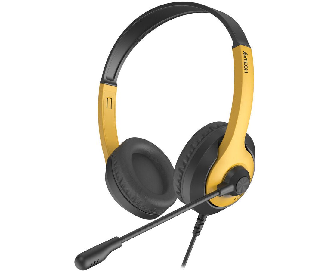Наушники полноразмерные проводные, с микрофоном A4 TECH Fstyler FH100 U (желтый/черный)