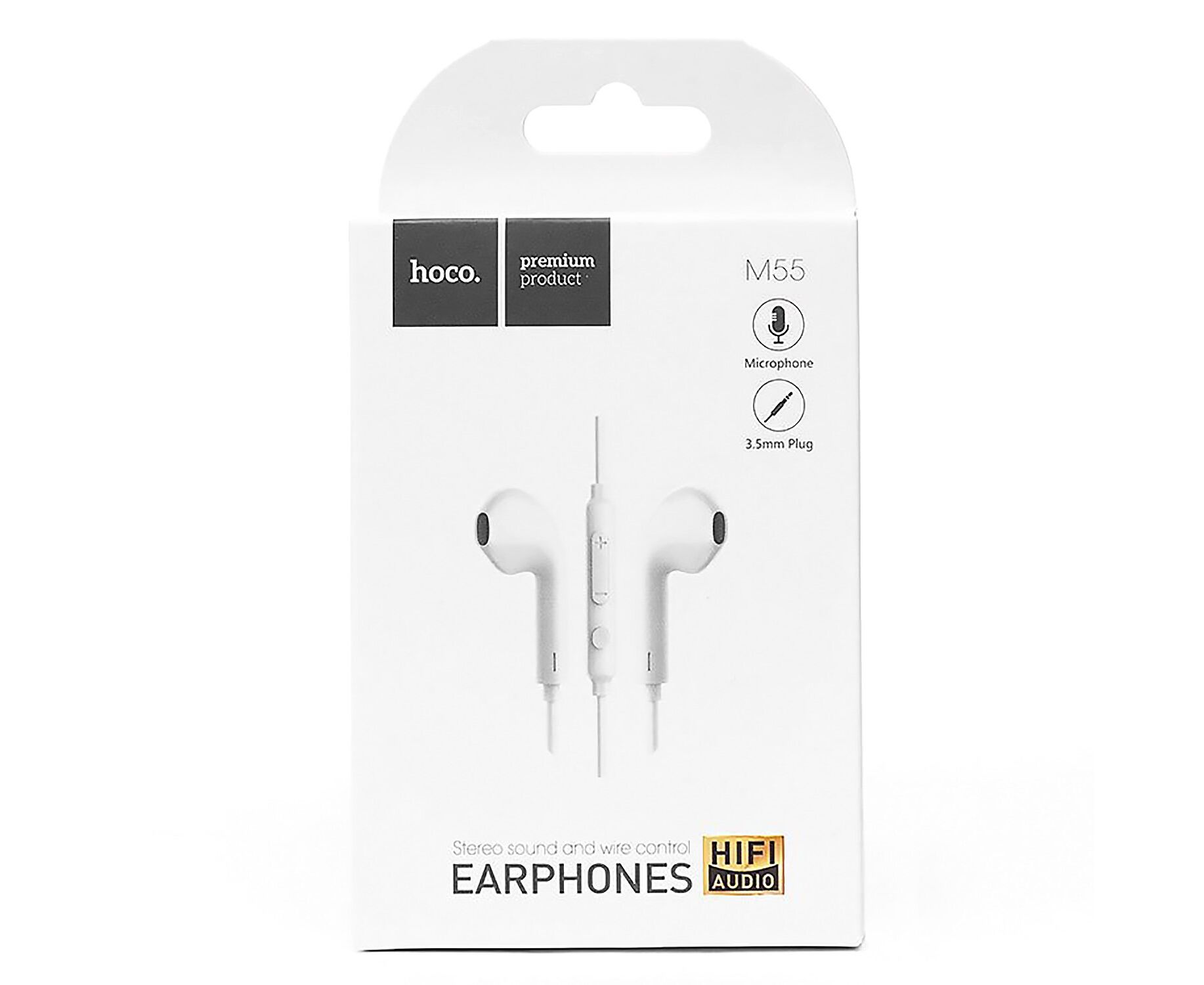 Проводные наушники с микрофоном вкладыши Hoco M55 Memory sound, 3.5 Jack (white)