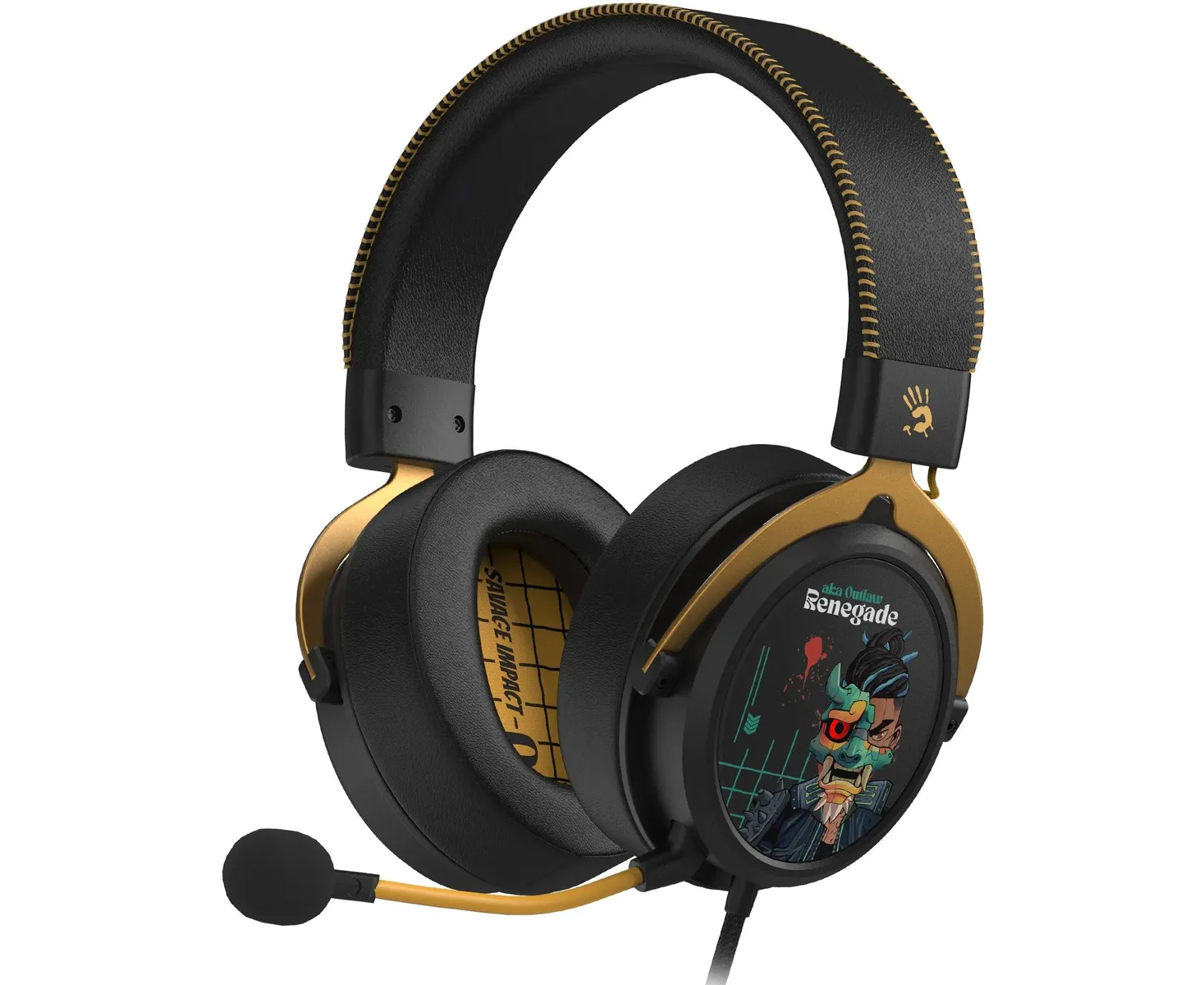 Наушники с микрофоном A4 Tech Bloody M595 Renegade черный/рисунок 2.3м мониторные USB оголовье (M595)