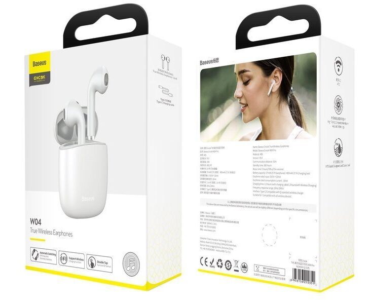 наушники TWS OS Baseus Encok True Wireless Earphones W04 White (NGW04-02)